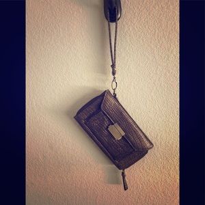 Bronze faux snake skin wristlet